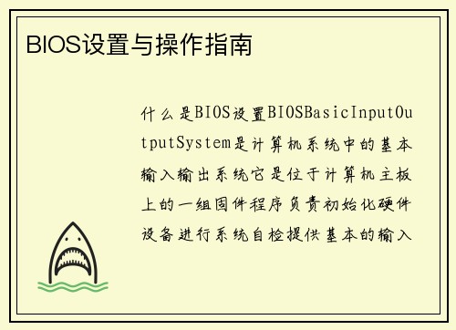 BIOS设置与操作指南